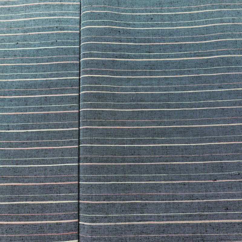 紬 しつけ糸付き 正絹 縞柄・線柄 袷仕立て 身丈162.5cm 裄丈64cm リサイクル着物 着物 青・紺_画像6