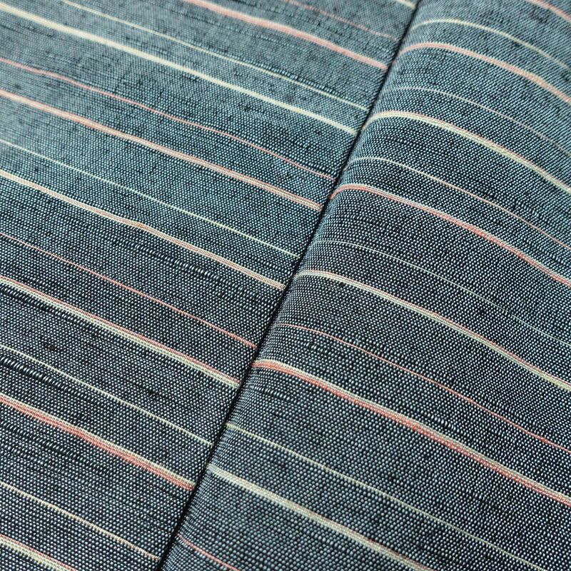 紬 しつけ糸付き 正絹 縞柄・線柄 袷仕立て 身丈162.5cm 裄丈64cm リサイクル着物 着物 青・紺_画像10