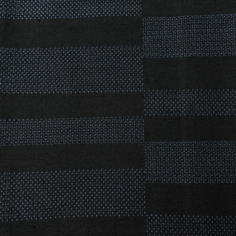 紬 良品 しつけ糸付き 正絹 幾何学柄・抽象柄 袷仕立て 身丈168cm 裄丈67cm リサイクル着物 着物 モダン 青・紺_画像6