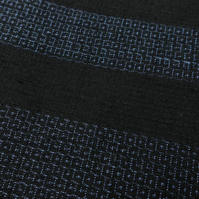 紬 良品 しつけ糸付き 正絹 幾何学柄・抽象柄 袷仕立て 身丈168cm 裄丈67cm リサイクル着物 着物 モダン 青・紺_画像8