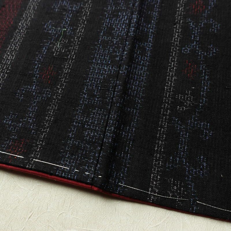 結城玉紬 紬 結城紬 良品 証紙あり 真綿手紡糸 しつけ糸付き 正絹 縞柄・線柄 袷仕立て 身丈153cm 裄丈63.5cm リサイクル着物 着物 青・紺_画像12