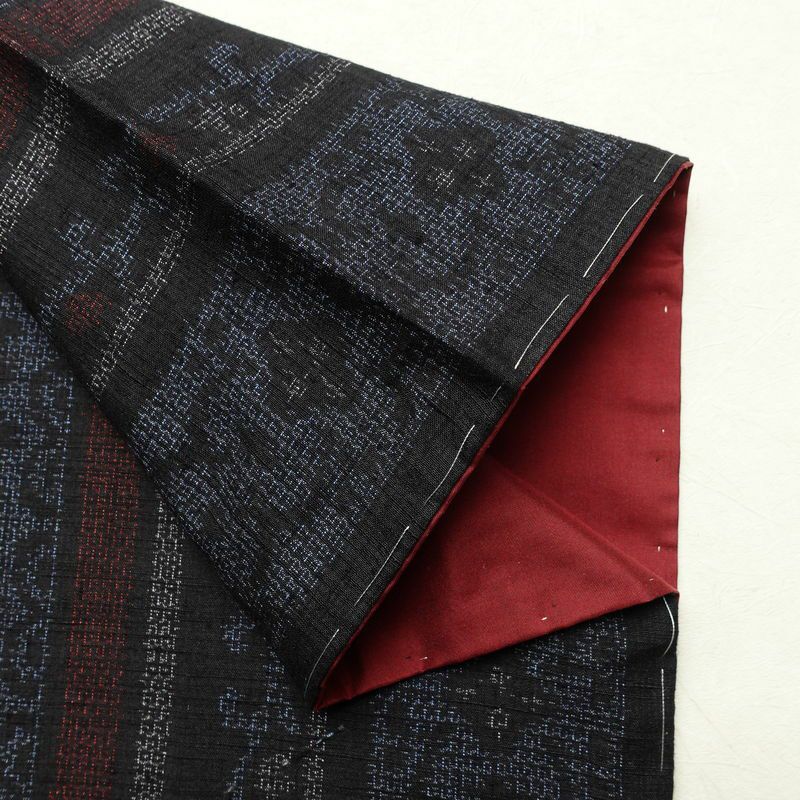 結城玉紬 紬 結城紬 良品 証紙あり 真綿手紡糸 しつけ糸付き 正絹 縞柄・線柄 袷仕立て 身丈153cm 裄丈63.5cm リサイクル着物 着物 青・紺_画像14