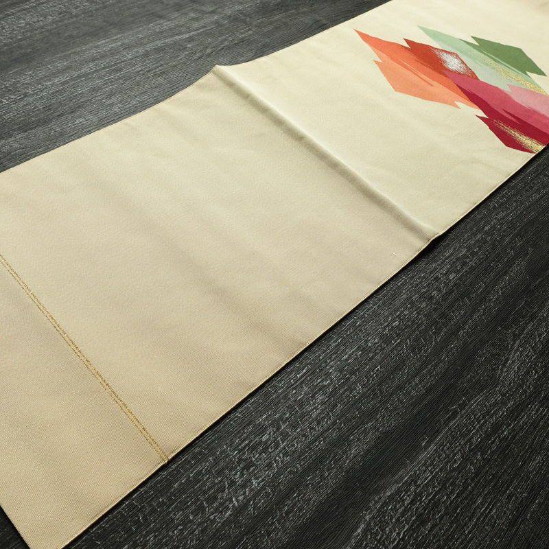 名古屋帯 太鼓柄 美品 正絹 古典柄 松葉仕立て なごや帯 リサイクル帯 帯 シンプル ベージュ_画像9