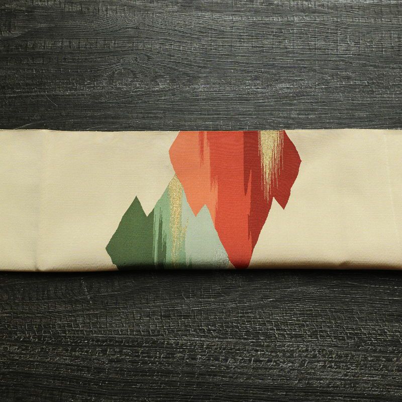 名古屋帯 太鼓柄 美品 正絹 古典柄 松葉仕立て なごや帯 リサイクル帯 帯 シンプル ベージュ_画像14