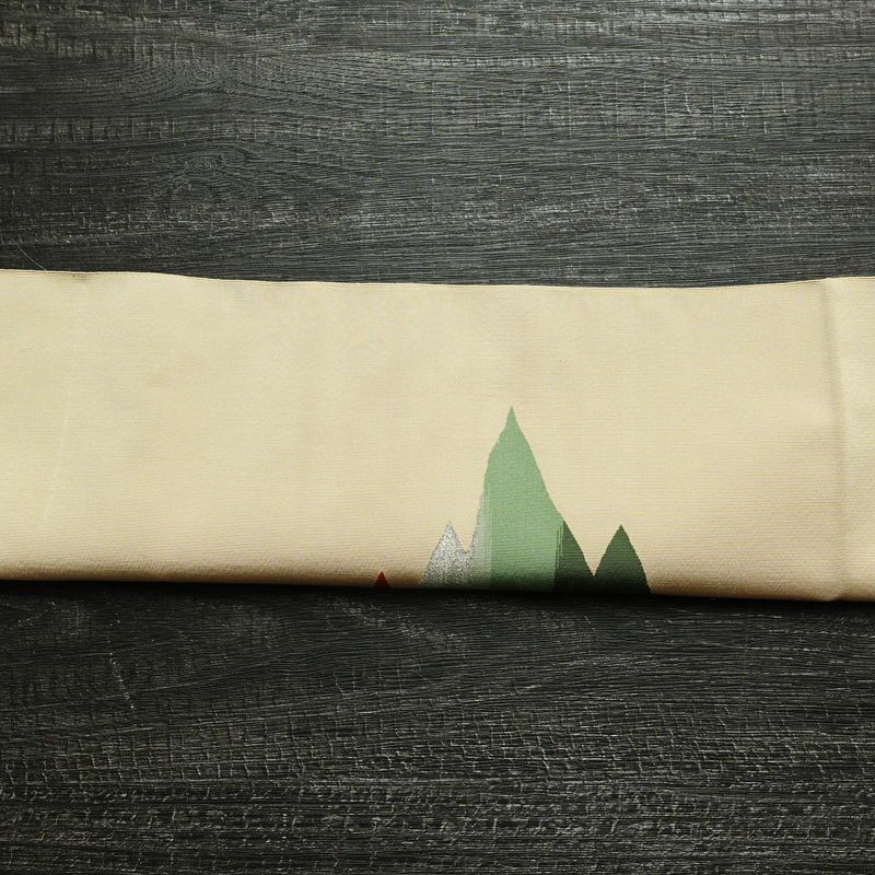 名古屋帯 太鼓柄 美品 正絹 古典柄 松葉仕立て なごや帯 リサイクル帯 帯 シンプル ベージュ_画像15