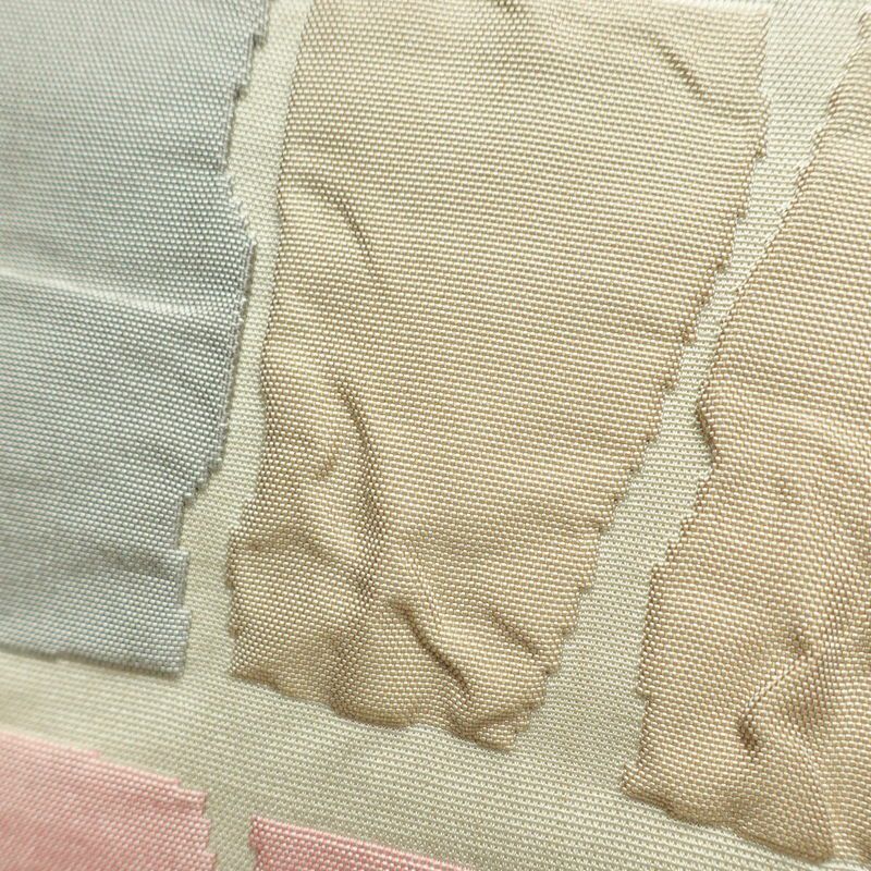 名古屋帯 太鼓柄 正絹 幾何学柄・抽象柄 通し仕立て なごや帯 リサイクル帯 帯 モダン ベージュ_画像5