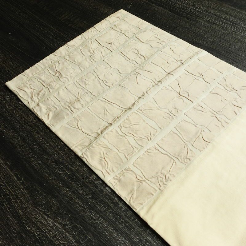 名古屋帯 太鼓柄 正絹 幾何学柄・抽象柄 通し仕立て なごや帯 リサイクル帯 帯 モダン ベージュ_画像15