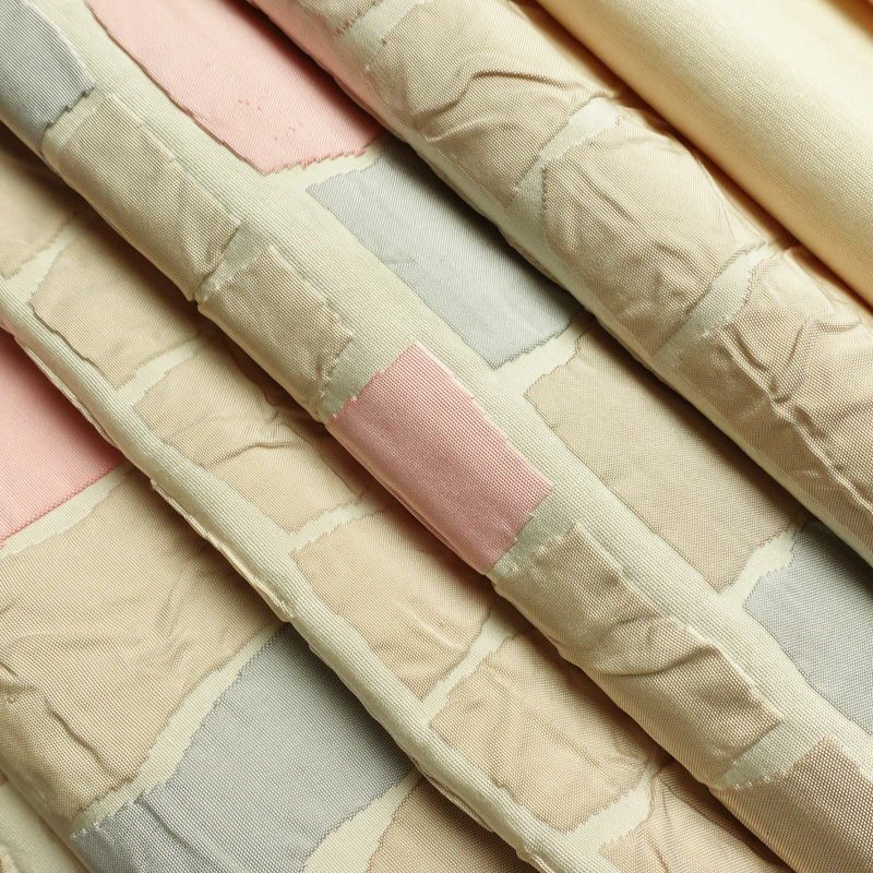 名古屋帯 太鼓柄 正絹 幾何学柄・抽象柄 通し仕立て なごや帯 リサイクル帯 帯 モダン ベージュ_画像17