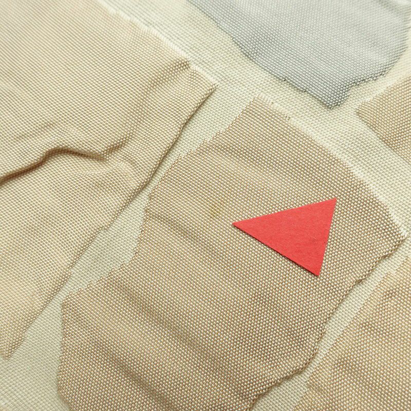 名古屋帯 太鼓柄 正絹 幾何学柄・抽象柄 通し仕立て なごや帯 リサイクル帯 帯 モダン ベージュ_画像19