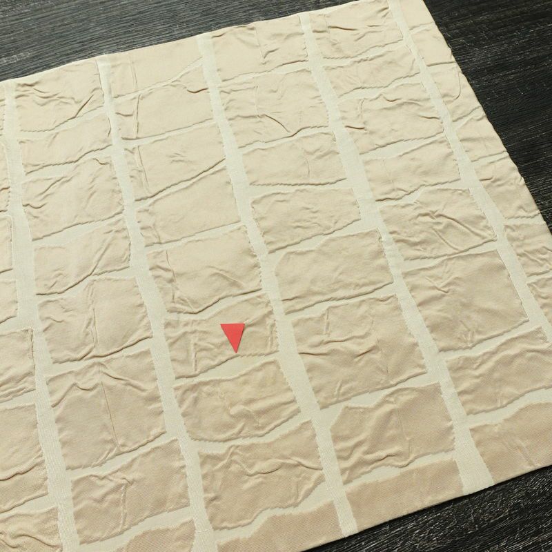 名古屋帯 太鼓柄 正絹 幾何学柄・抽象柄 通し仕立て なごや帯 リサイクル帯 帯 モダン ベージュ_画像20