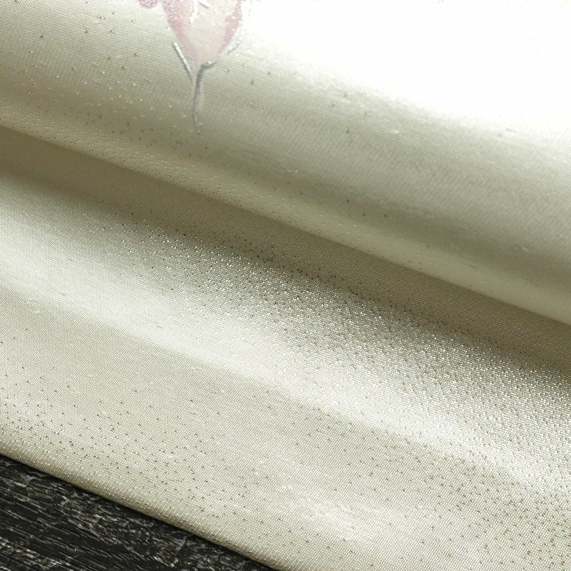 名古屋帯 太鼓柄 正絹 花柄 名古屋仕立て なごや帯 リサイクル帯 帯 刺繍 銀彩 金・銀_画像8