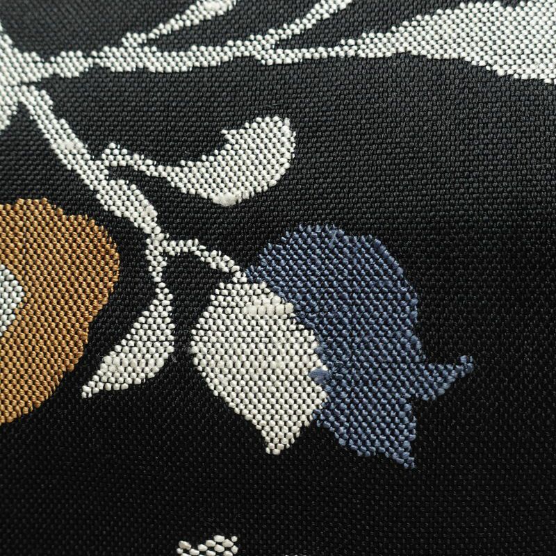 名古屋帯 六通柄 良品 正絹 花柄 松葉仕立て なごや帯 リサイクル帯 帯 黒_画像4