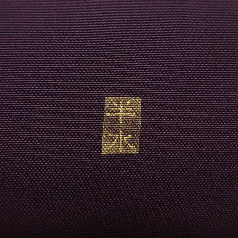 名古屋帯 太鼓柄 正絹 木の葉・植物柄 名古屋仕立て なごや帯 リサイクル帯 帯 金彩 紫・藤色_画像7