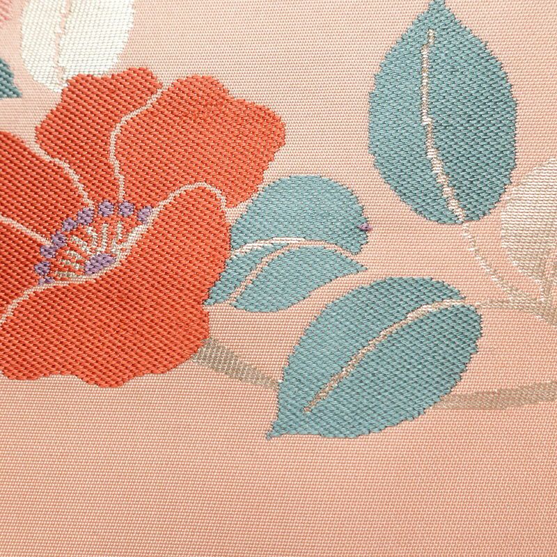 名古屋帯 六通柄 良品 正絹 花柄 名古屋仕立て なごや帯 リサイクル帯 帯 箔 ピンク_画像4