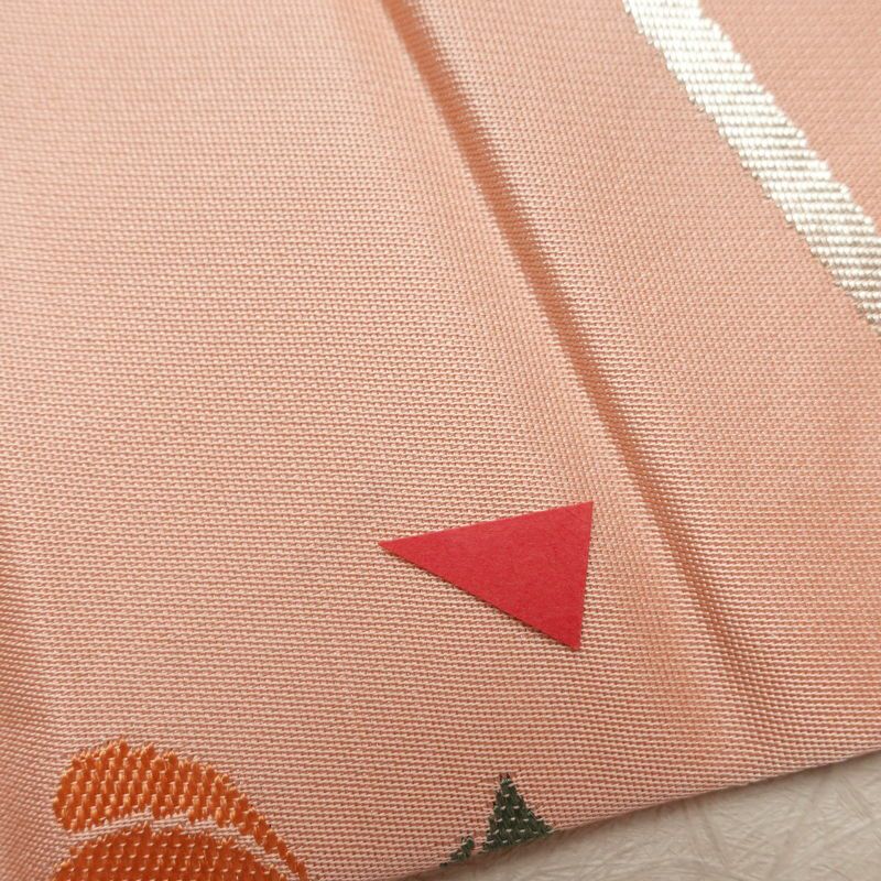 名古屋帯 六通柄 良品 正絹 花柄 名古屋仕立て なごや帯 リサイクル帯 帯 箔 ピンク_画像15