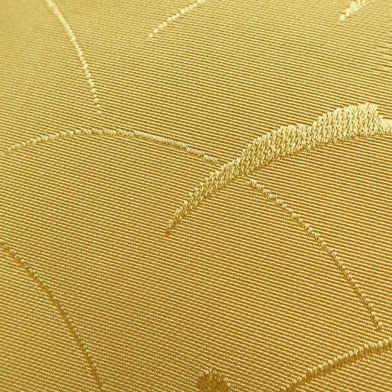 名古屋帯 全通柄 良品 正絹 木の葉・植物柄 通し仕立て なごや帯 リサイクル帯 帯 黄・黄土色_画像6