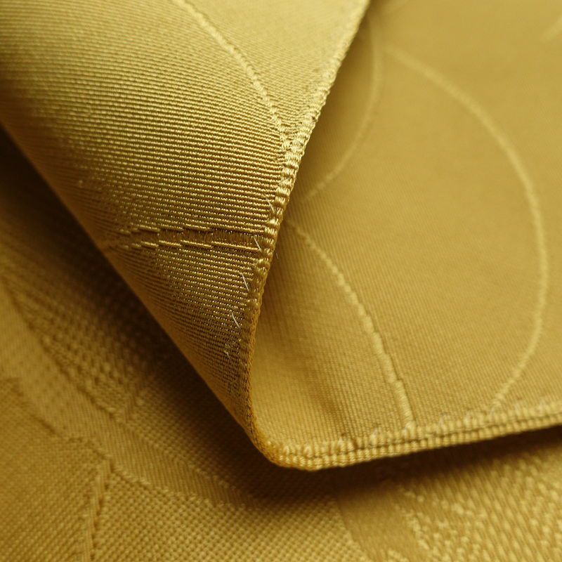 名古屋帯 全通柄 良品 正絹 木の葉・植物柄 通し仕立て なごや帯 リサイクル帯 帯 黄・黄土色_画像10