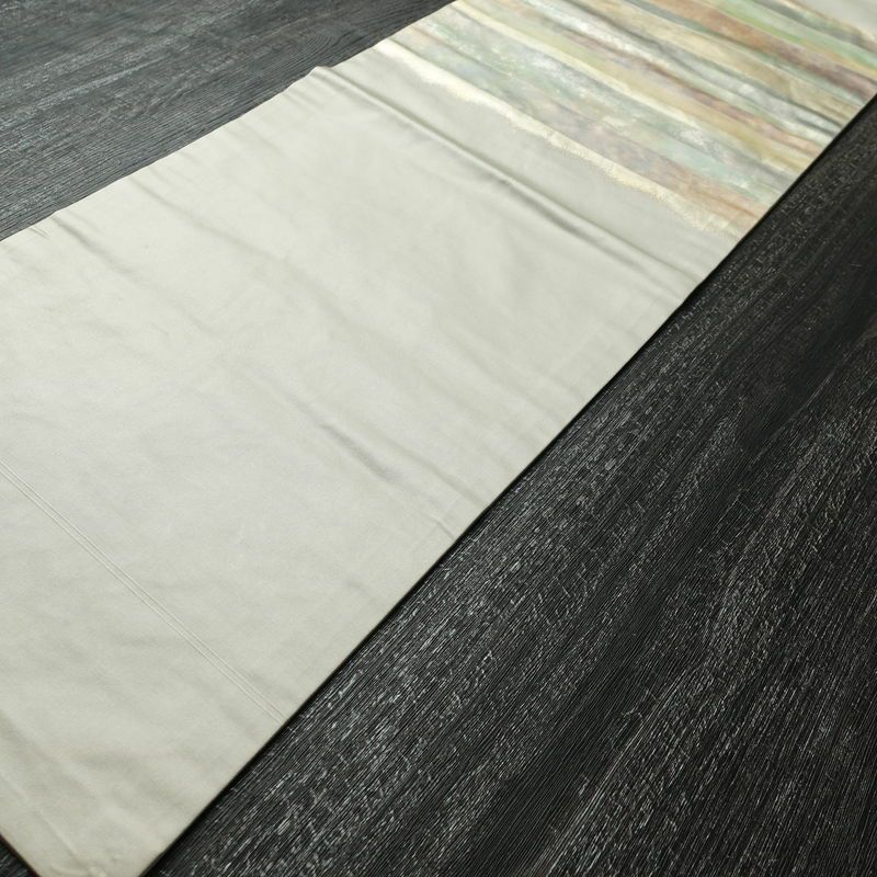 名古屋帯 太鼓柄 正絹 縞柄・線柄 名古屋仕立て なごや帯 リサイクル帯 帯 グレー_画像8