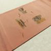 名古屋帯 太鼓柄 良品 縮緬 正絹 風景柄 名古屋仕立て なごや帯 リサイクル帯 帯 シンプル ピンク_画像12