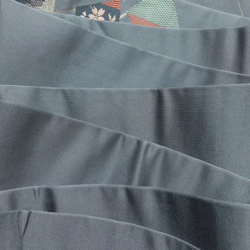 名古屋帯 六通柄 正絹 古典柄 名古屋仕立て なごや帯 リサイクル帯 帯 扇子 青・紺_画像18