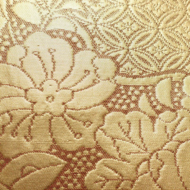 名古屋帯 六通柄 良品 正絹 花柄 名古屋仕立て なごや帯 リサイクル帯 帯 金・銀_画像4