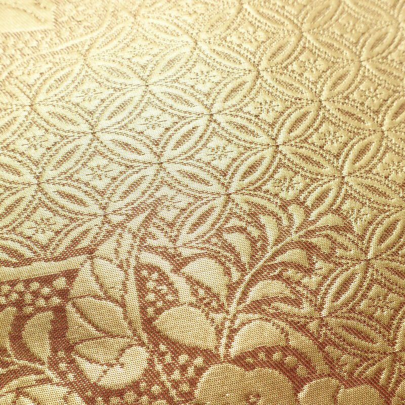 名古屋帯 六通柄 良品 正絹 花柄 名古屋仕立て なごや帯 リサイクル帯 帯 金・銀_画像5