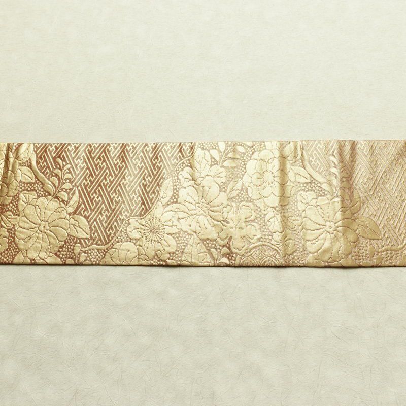 名古屋帯 六通柄 良品 正絹 花柄 名古屋仕立て なごや帯 リサイクル帯 帯 金・銀_画像13