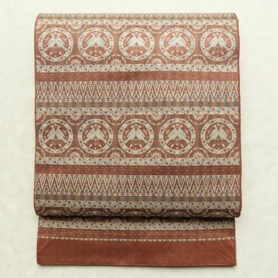 袋帯 佐賀錦 全通柄 フォーマル用 正絹 雲柄 箔 金糸 帯 ピンク | 全通