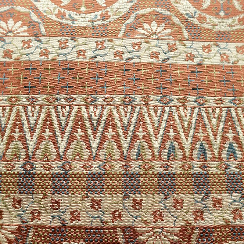 名古屋帯 全通柄 正絹 人物・動物柄 通し仕立て なごや帯 リサイクル帯 帯 茶_画像4