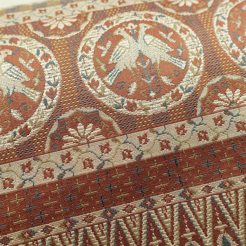 名古屋帯 全通柄 正絹 人物・動物柄 通し仕立て なごや帯 リサイクル帯 帯 茶_画像5