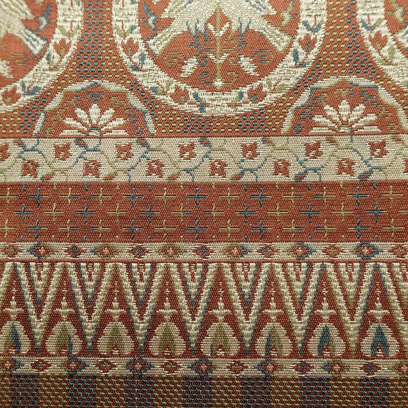 名古屋帯 全通柄 正絹 人物・動物柄 通し仕立て なごや帯 リサイクル帯 帯 茶_画像6