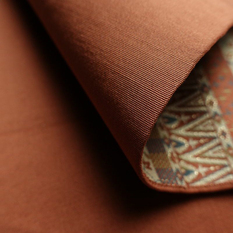 名古屋帯 全通柄 正絹 人物・動物柄 通し仕立て なごや帯 リサイクル帯 帯 茶_画像12