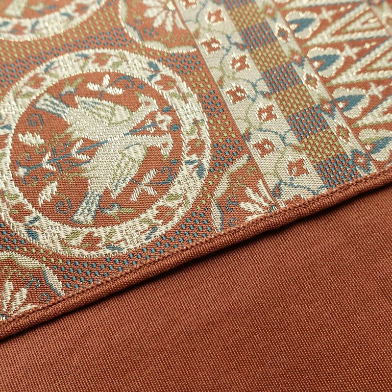 名古屋帯 全通柄 正絹 人物・動物柄 通し仕立て なごや帯 リサイクル帯 帯 茶_画像14