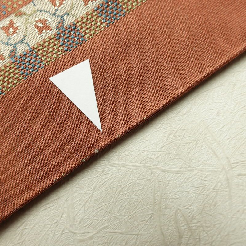 名古屋帯 全通柄 正絹 人物・動物柄 通し仕立て なごや帯 リサイクル帯 帯 茶_画像16