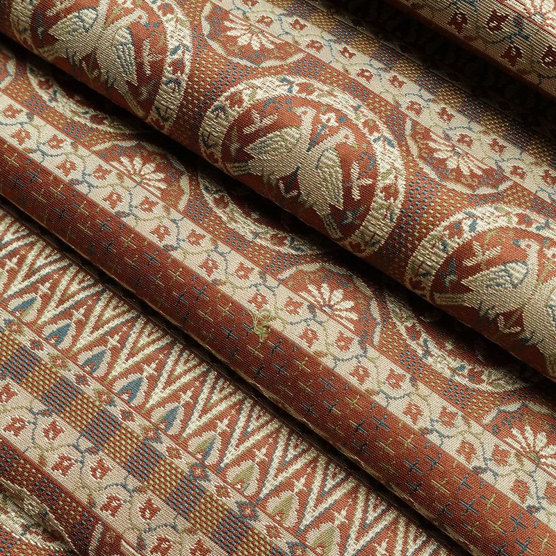 名古屋帯 全通柄 正絹 人物・動物柄 通し仕立て なごや帯 リサイクル帯 帯 茶_画像19