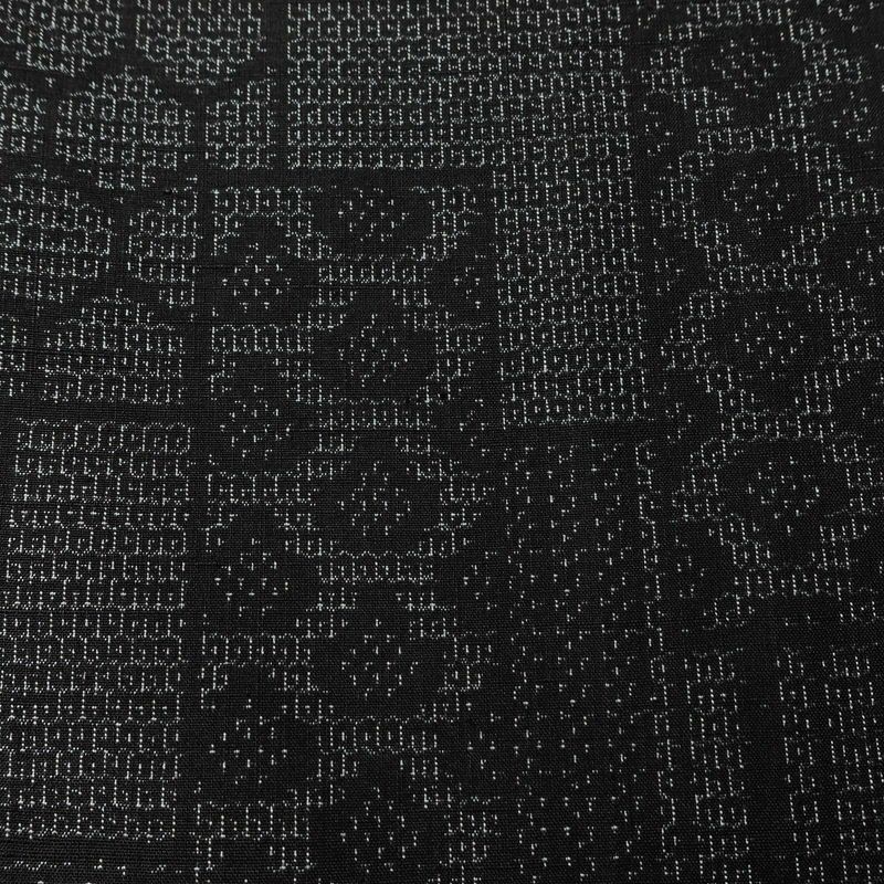 紬 美品 しつけ糸付き 正絹 古典柄 袷仕立て 身丈156.5cm 裄丈63cm リサイクル着物 着物 洒落 黒_画像7