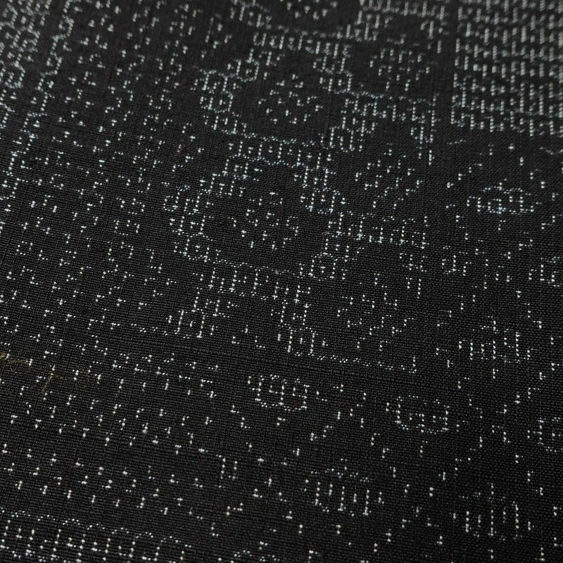 紬 美品 しつけ糸付き 正絹 古典柄 袷仕立て 身丈156.5cm 裄丈63cm リサイクル着物 着物 洒落 黒_画像9