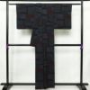 紬 正絹 幾何学柄・抽象柄 袷仕立て 身丈157.5cm 裄丈65cm リサイクル着物 着物 青・紺_画像2