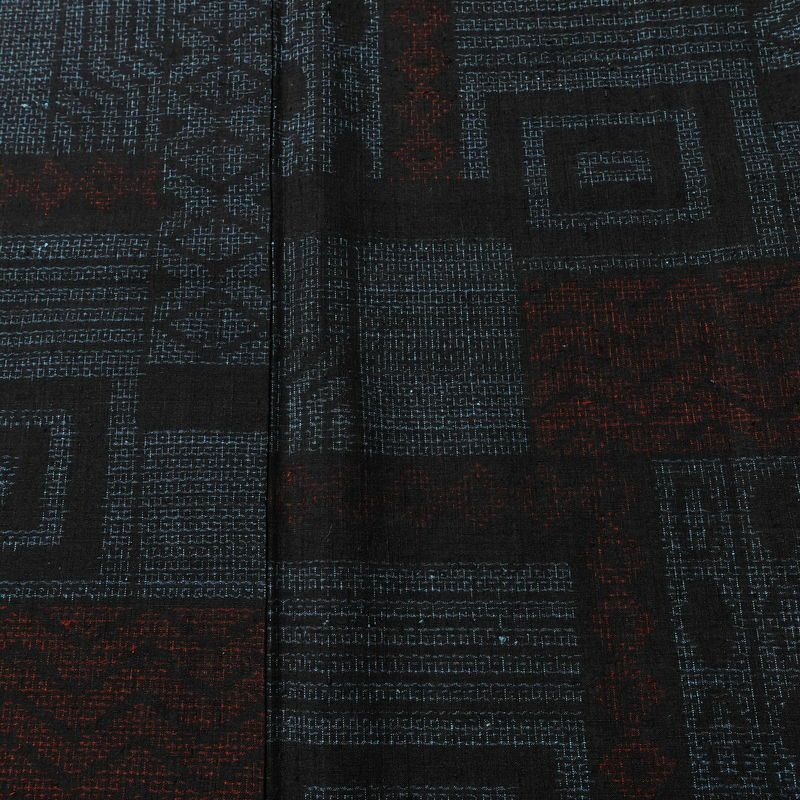 紬 正絹 幾何学柄・抽象柄 袷仕立て 身丈157.5cm 裄丈65cm リサイクル着物 着物 青・紺_画像6
