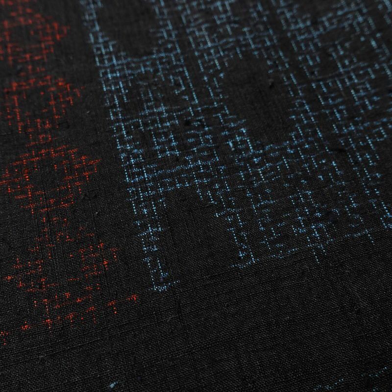 紬 正絹 幾何学柄・抽象柄 袷仕立て 身丈157.5cm 裄丈65cm リサイクル着物 着物 青・紺_画像8