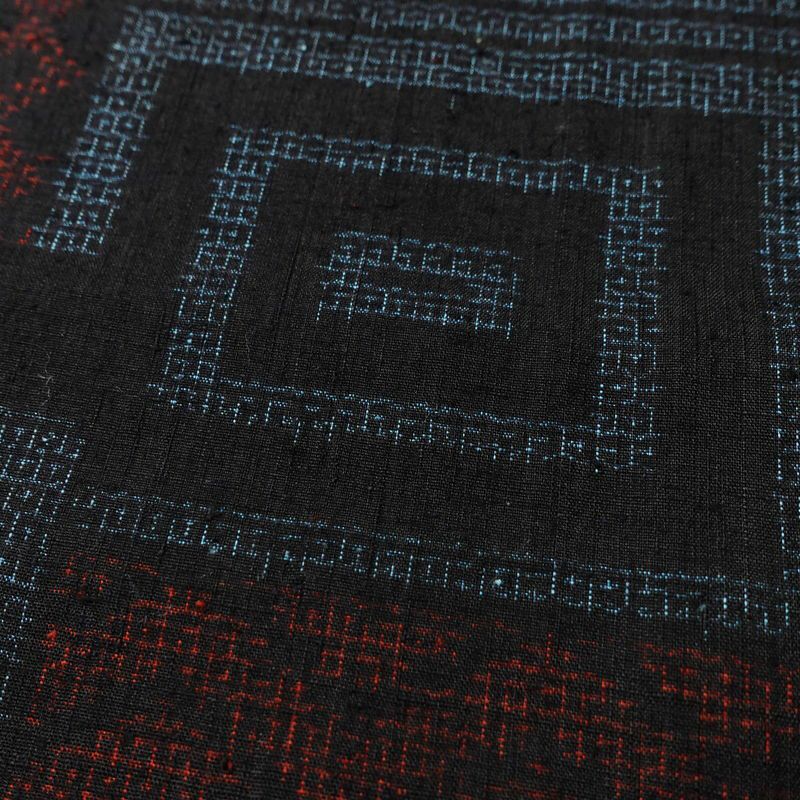 紬 正絹 幾何学柄・抽象柄 袷仕立て 身丈157.5cm 裄丈65cm リサイクル着物 着物 青・紺_画像9