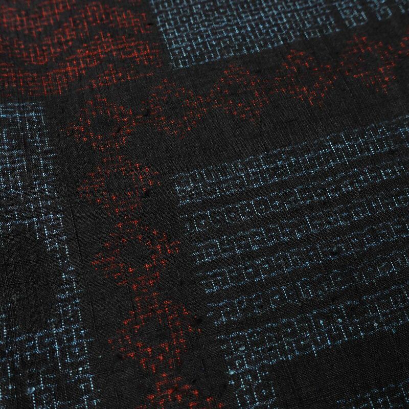 紬 正絹 幾何学柄・抽象柄 袷仕立て 身丈157.5cm 裄丈65cm リサイクル着物 着物 青・紺_画像10