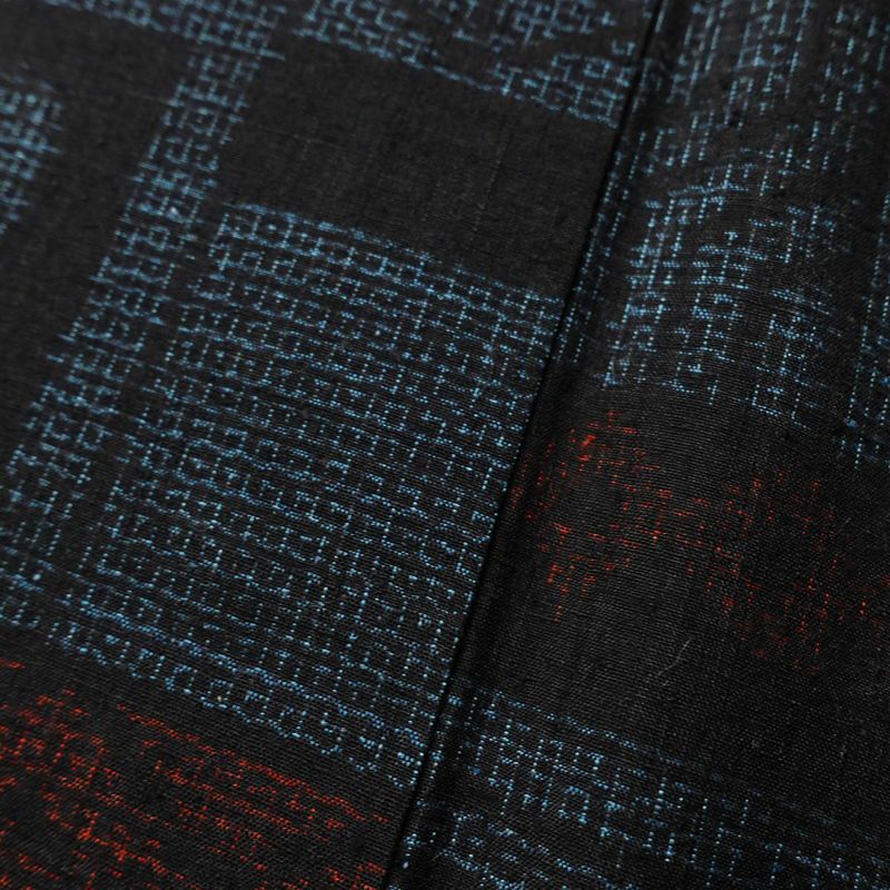 紬 正絹 幾何学柄・抽象柄 袷仕立て 身丈157.5cm 裄丈65cm リサイクル着物 着物 青・紺_画像11