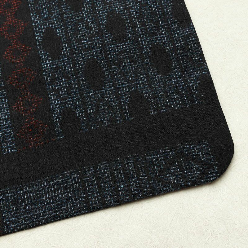 紬 正絹 幾何学柄・抽象柄 袷仕立て 身丈157.5cm 裄丈65cm リサイクル着物 着物 青・紺_画像16