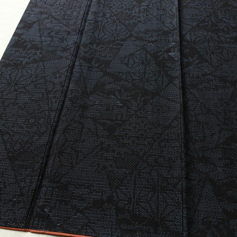 紬 良品 正絹 古典柄 袷仕立て 身丈162.5cm 裄丈63.5cm リサイクル着物 着物 青・紺_画像4