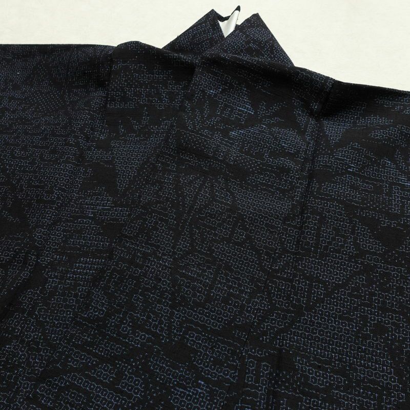 紬 良品 正絹 古典柄 袷仕立て 身丈162.5cm 裄丈63.5cm リサイクル着物 着物 青・紺_画像16