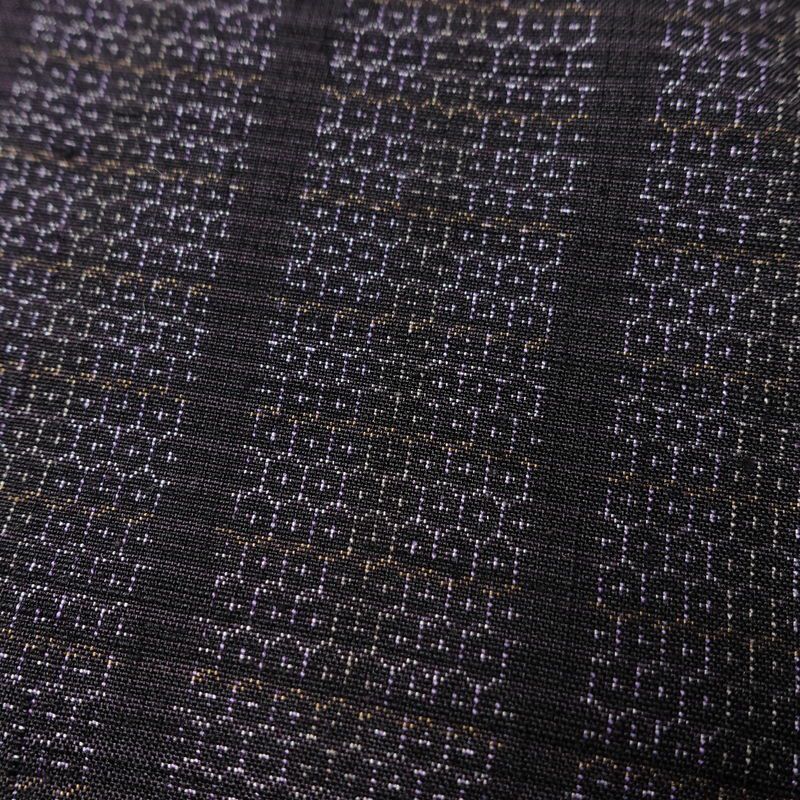 結城紬 紬 美品 証紙あり しつけ糸付き バチ衿仕立て 正絹 縞柄・線柄 袷仕立て 身丈156cm 裄丈63.5cm リサイクル着物 着物 紫・藤色_画像9