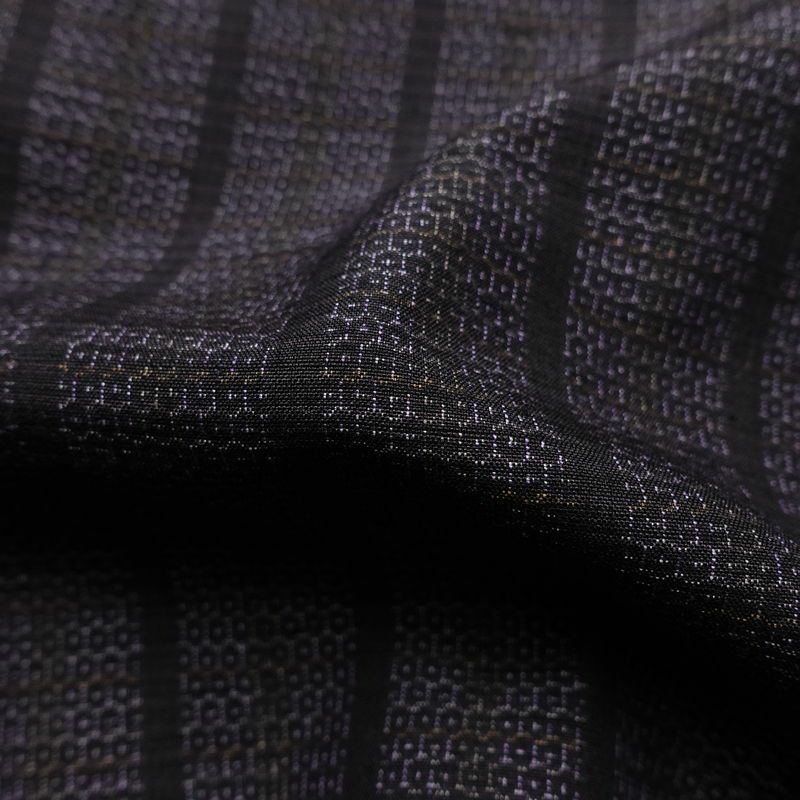 結城紬 紬 美品 証紙あり しつけ糸付き バチ衿仕立て 正絹 縞柄・線柄 袷仕立て 身丈156cm 裄丈63.5cm リサイクル着物 着物 紫・藤色_画像20