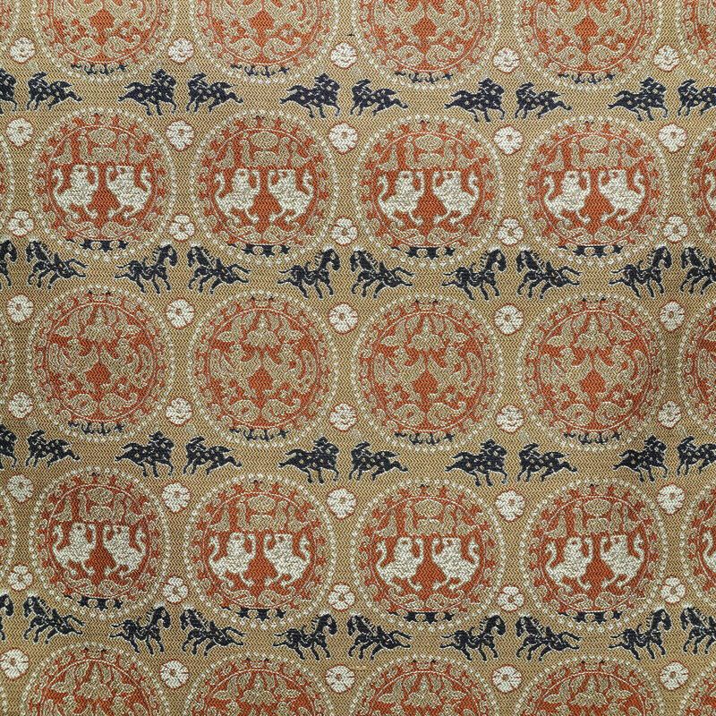 名古屋帯 全通柄 良品 正絹 幾何学柄・抽象柄 名古屋仕立て なごや帯 リサイクル帯 帯 ベージュ_画像2