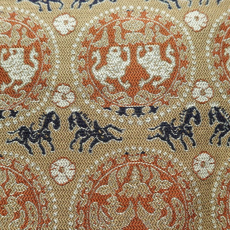 名古屋帯 全通柄 良品 正絹 幾何学柄・抽象柄 名古屋仕立て なごや帯 リサイクル帯 帯 ベージュ_画像4